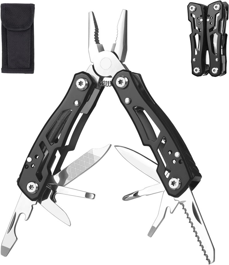 Samest MINI Multitool Pliers, Birthday Christmas Gifts for Men Boyfriend Dad Husband Women, Pocket Knife 14-In-1, Rugged and Practical Portable Computer and Bike Gadgets, Black Camping and Survival Tools - Image 1